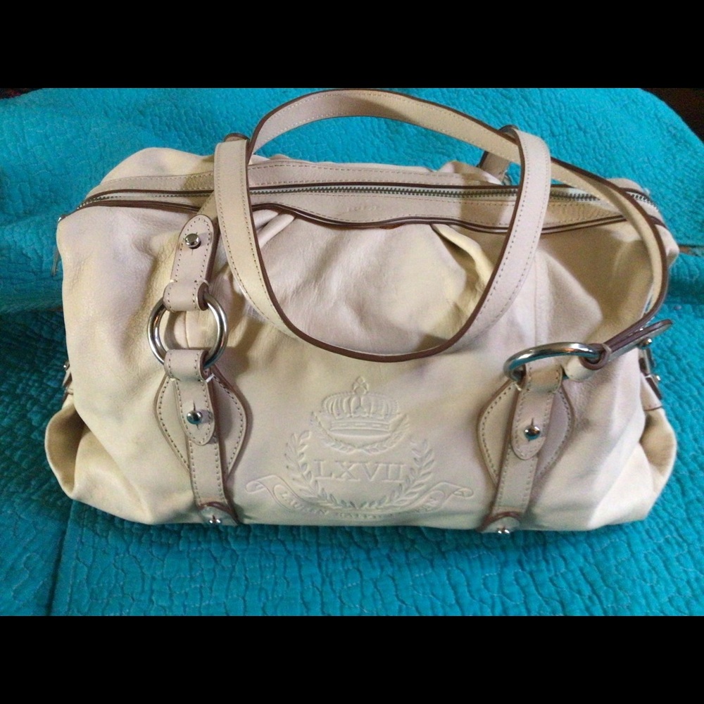 COPY - Ralph Lauren Crown Cream Leather Satchel